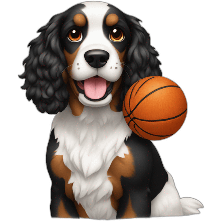 cocker fire black playing basketball emoji