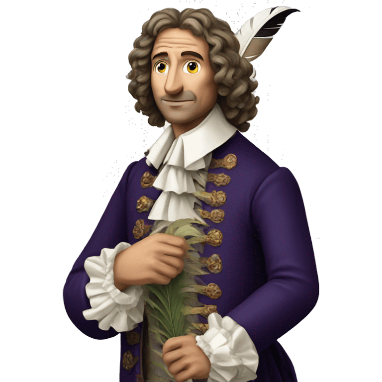 Molière holding a feather in his hand emoji