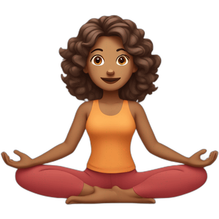 Indian woman with waivy hair in puppy dog yoga pose emoji