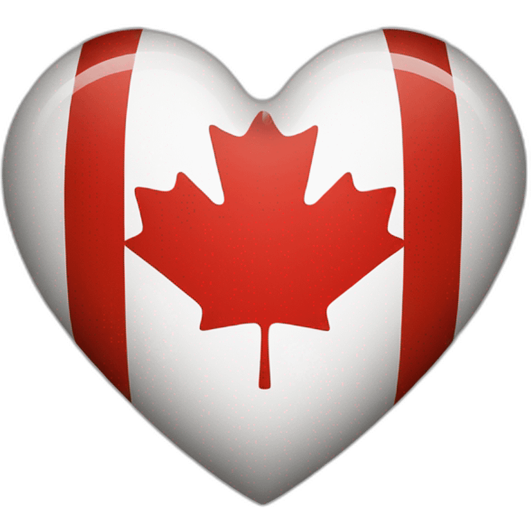 canadian flag in the shape of a heart with smooth edges emoji