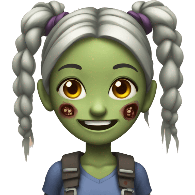 smiling girl with twintails zombie emoji