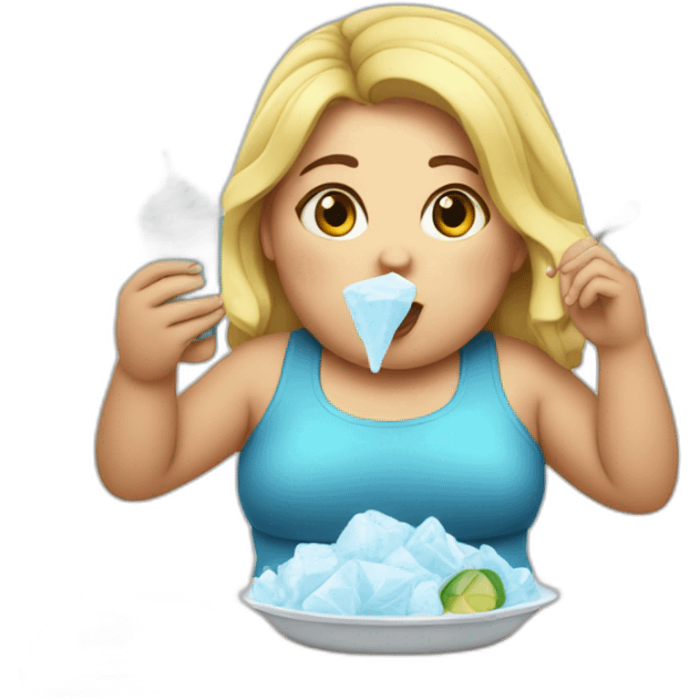 Chubby Girl eating ice emoji