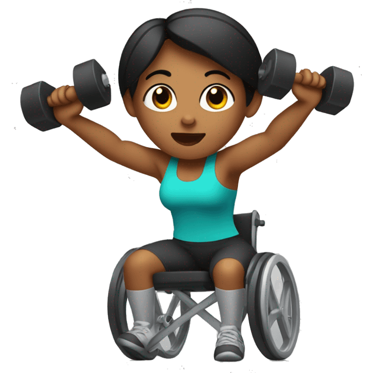 disabled woman lifting weights without one arm emoji