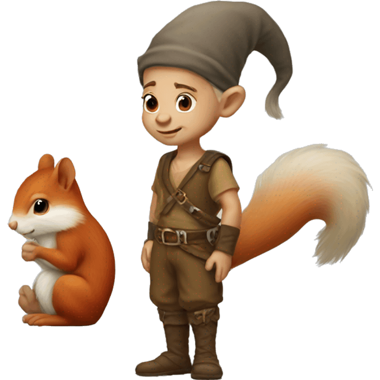 young shaved cute gnome with a squirrel tail emoji