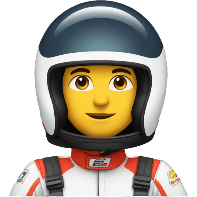 motor racer with full face helmet without visor emoji