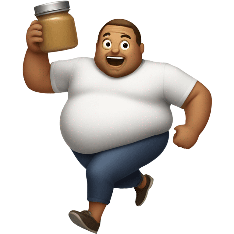 A fat guy running out of gravy emoji