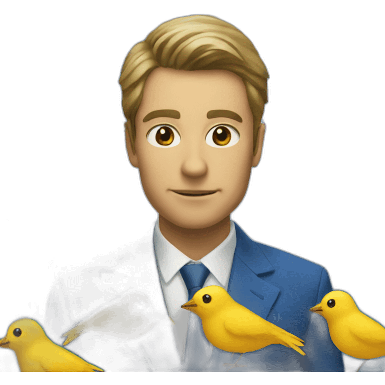 Yellow triangular bird in blue suit emoji