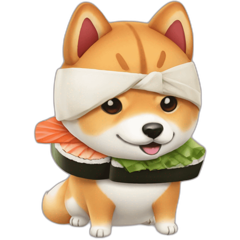 Shiba Inu dressed like a sushi roll emoji