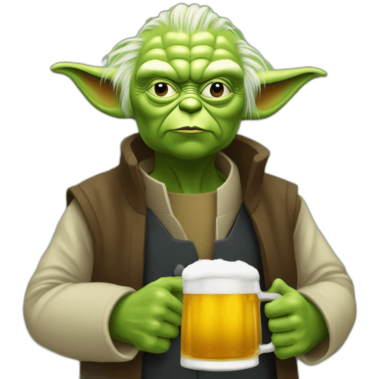 trump qui boit une bière avec maitre Yoda emoji