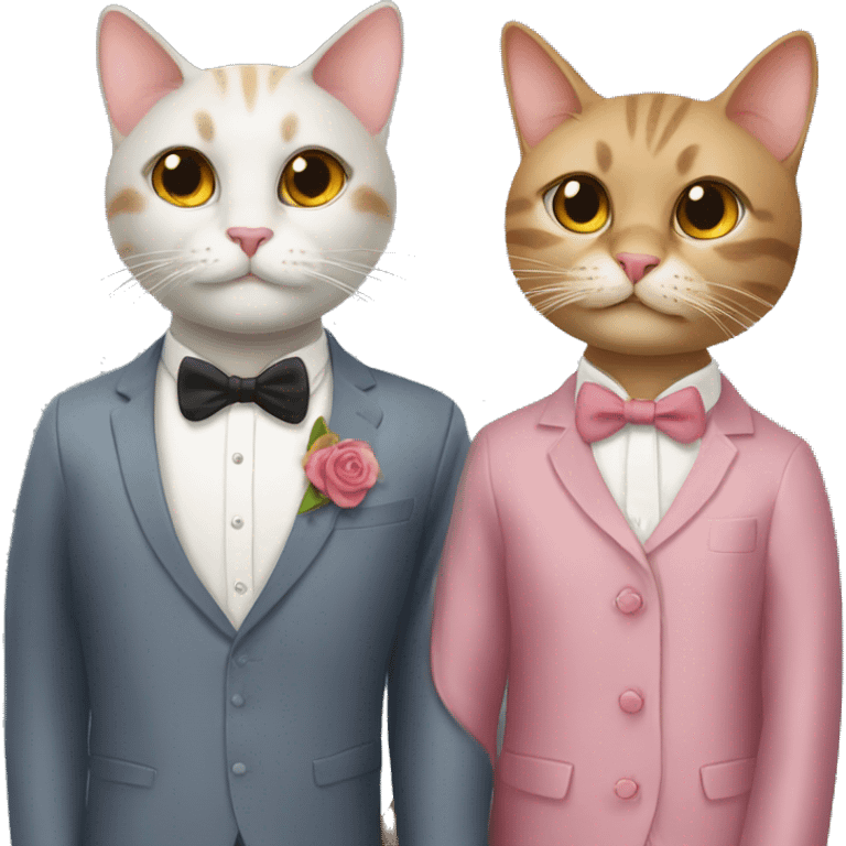 two cats dressed up for a date emoji