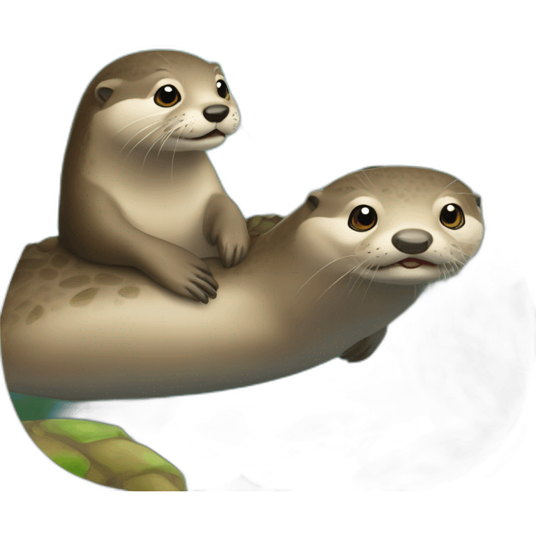 Loutre sur le dos d'une tortue emoji