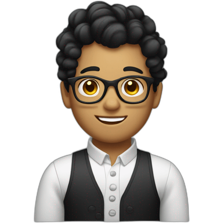 a Boy with black hair and curlers, and with glasses on emoji