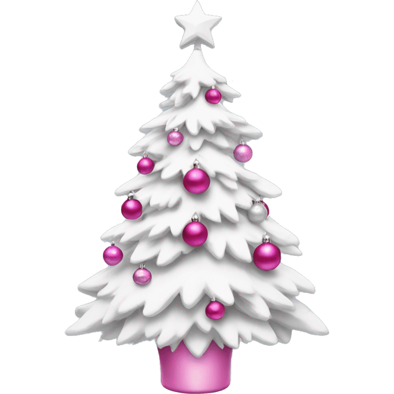 white christmas tree with pink ornaments  emoji