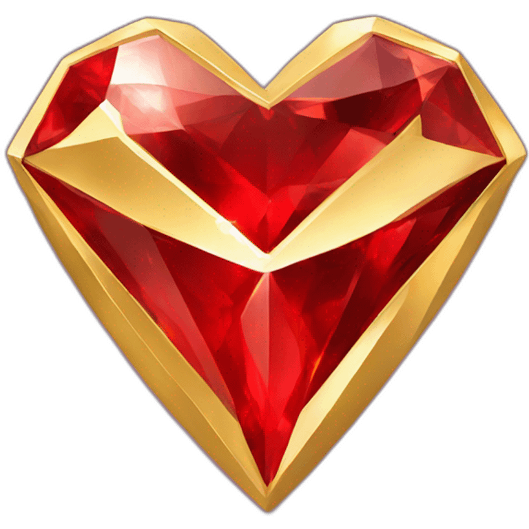 Gold and red diamond heart jewel emoji