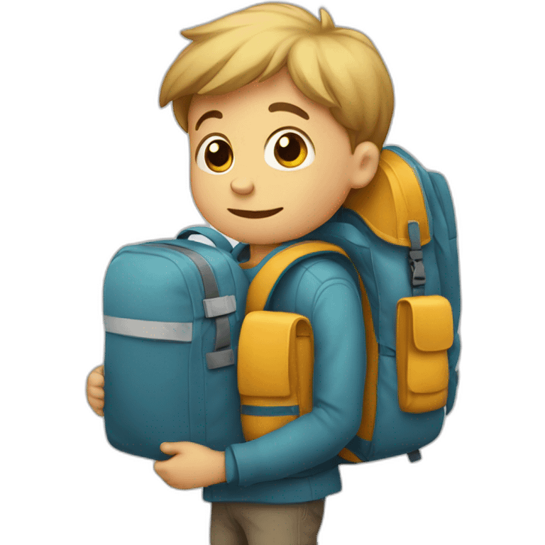 A child with a very heavy schoolbag emoji