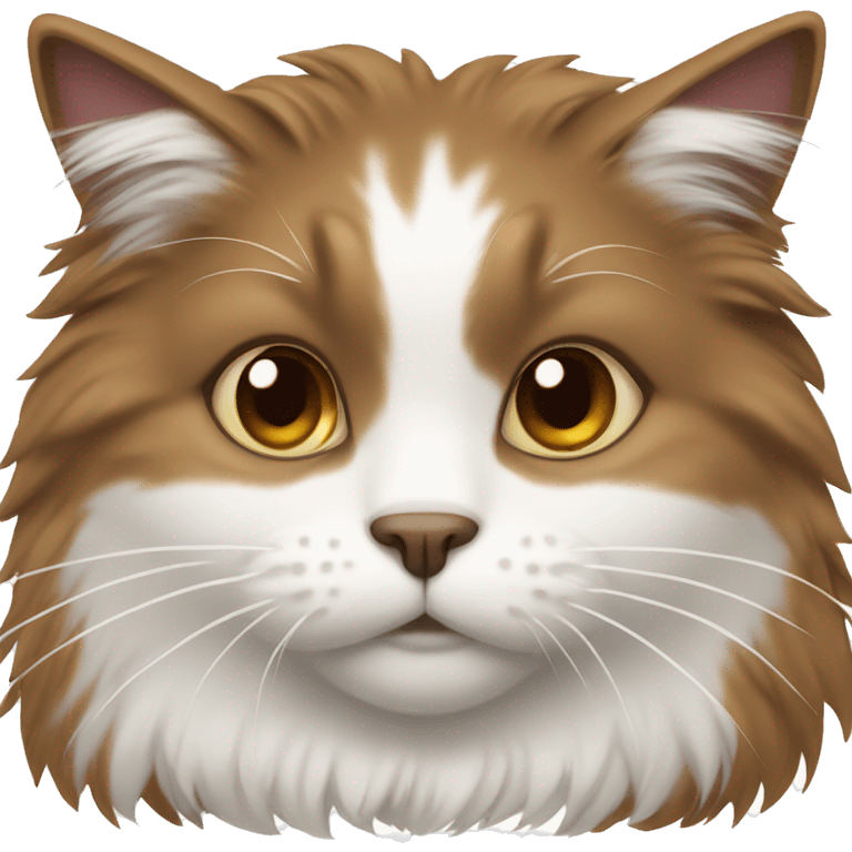 fluffy brown and white cat emoji