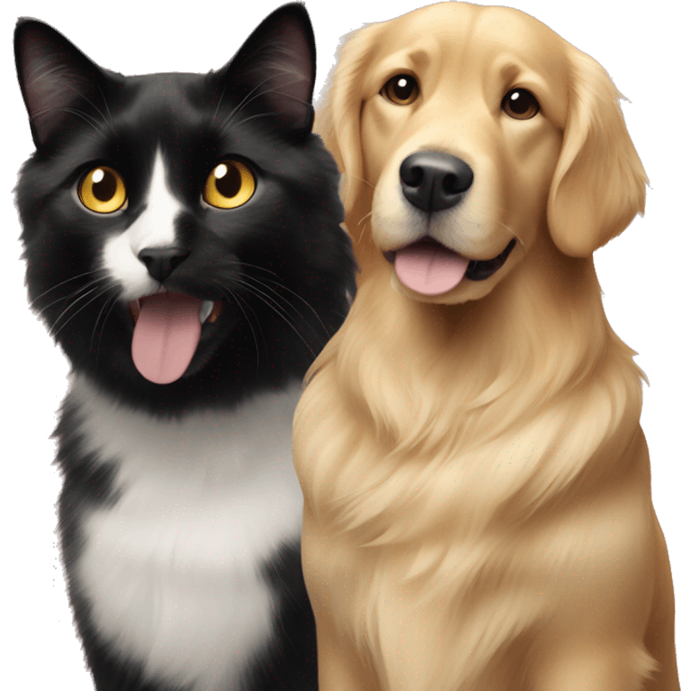 Black cat and golden retriever  emoji