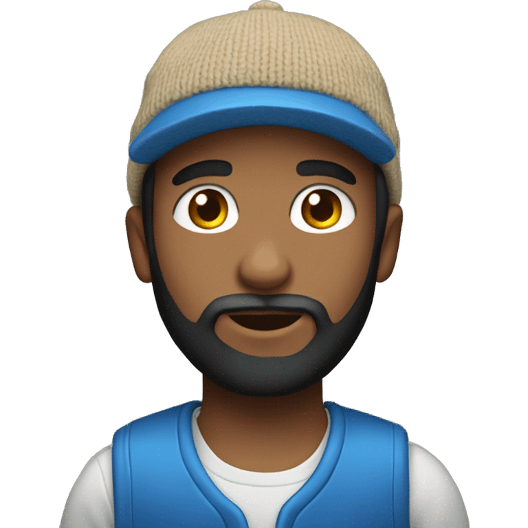 boy-short-beard, beard-black, blue-woolen-hat. Light-skin emoji