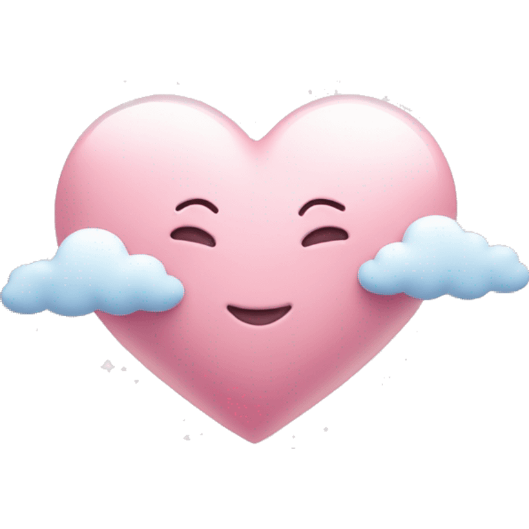 Light pink heart with clouds and glitter emoji