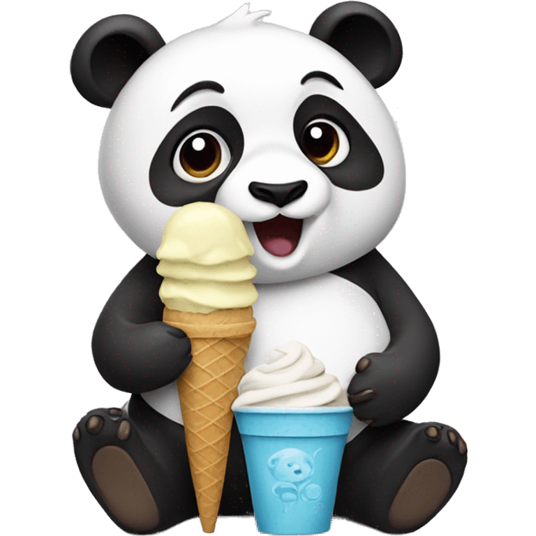 Panda eating ice cream emoji