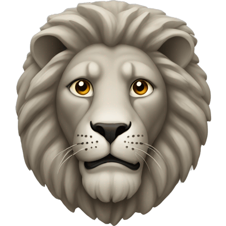 Stone lion with flat face emoji