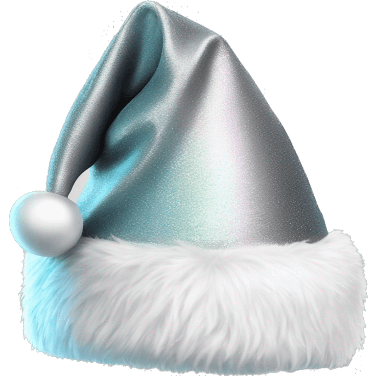 Isolated realistic silver holographic metallic Santa hat with fur. emoji