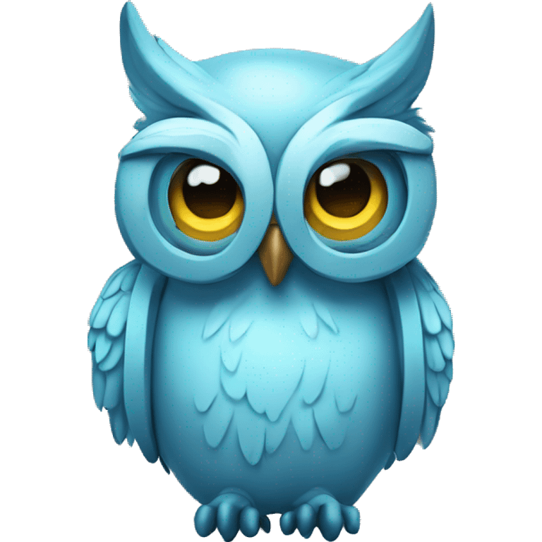 light blue owl cartoony and cyberpunk transparrent back round emoji