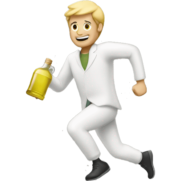 A white man running with olive oil bottle emoji