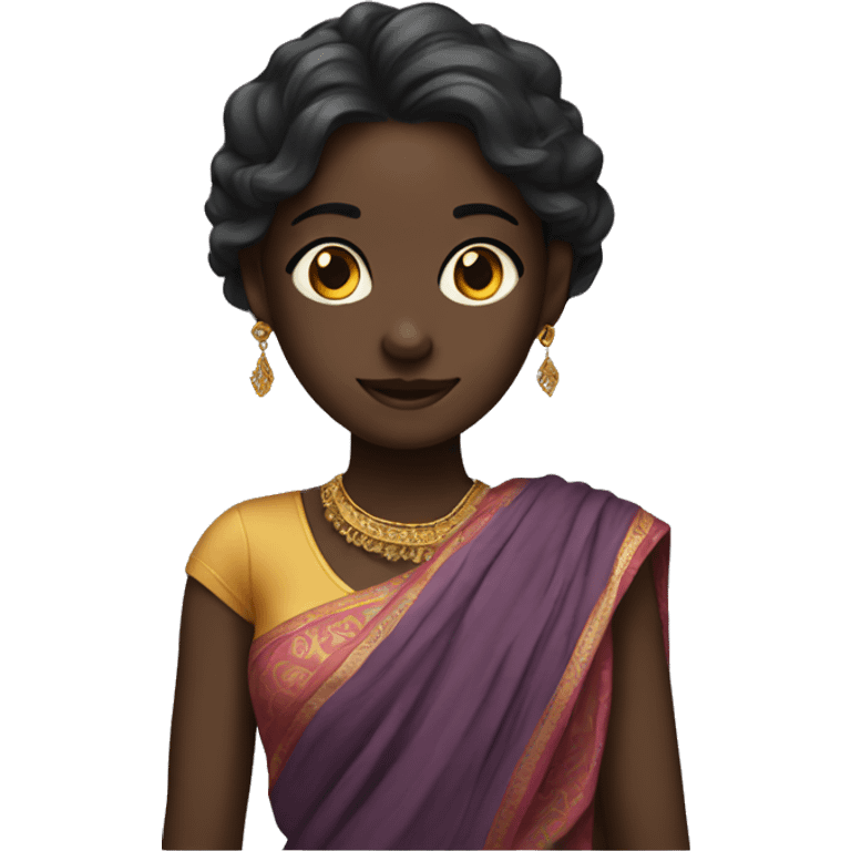 Dark skinned girl with sari emoji