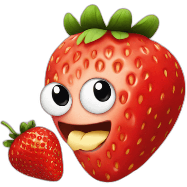 strawberry eating a strawberry emoji