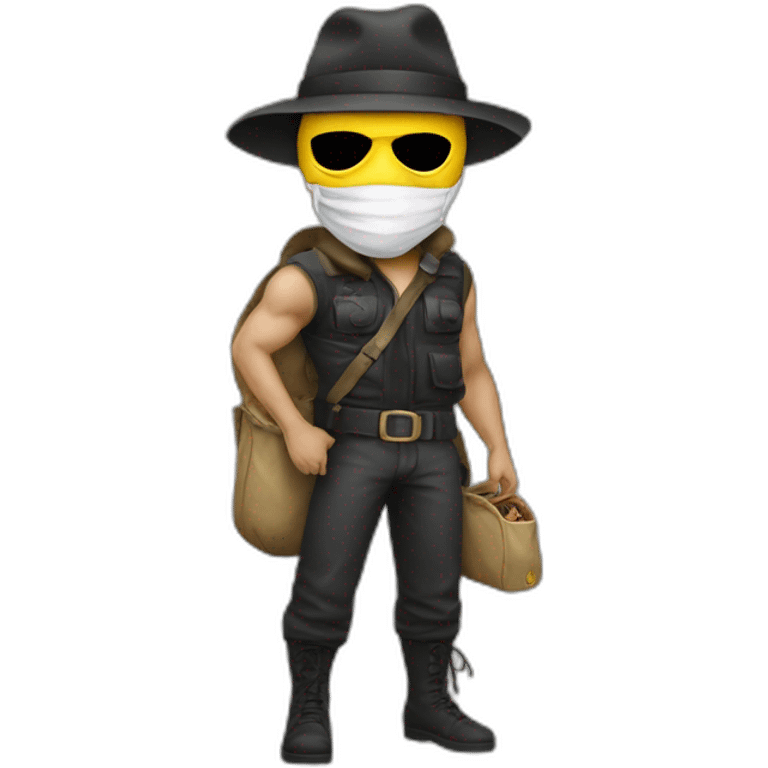 bandit in a mask and a bag of money emoji