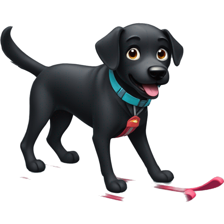 Black dog with skis emoji