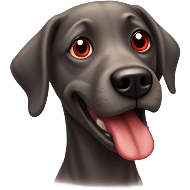 Red-eyed dog sticking tongue out emoji