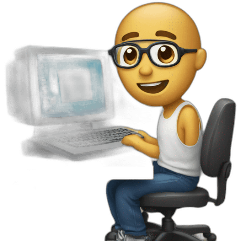 chico usando computadora emoji