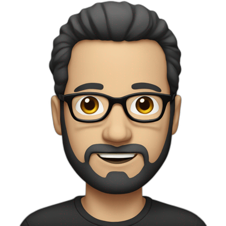 White man with medium black beard, black glasses, and black receding hair, and a quite big nose emoji