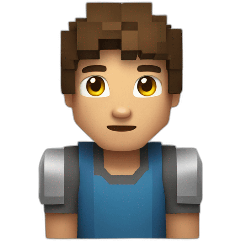 teenager kid with minecraft face emoji