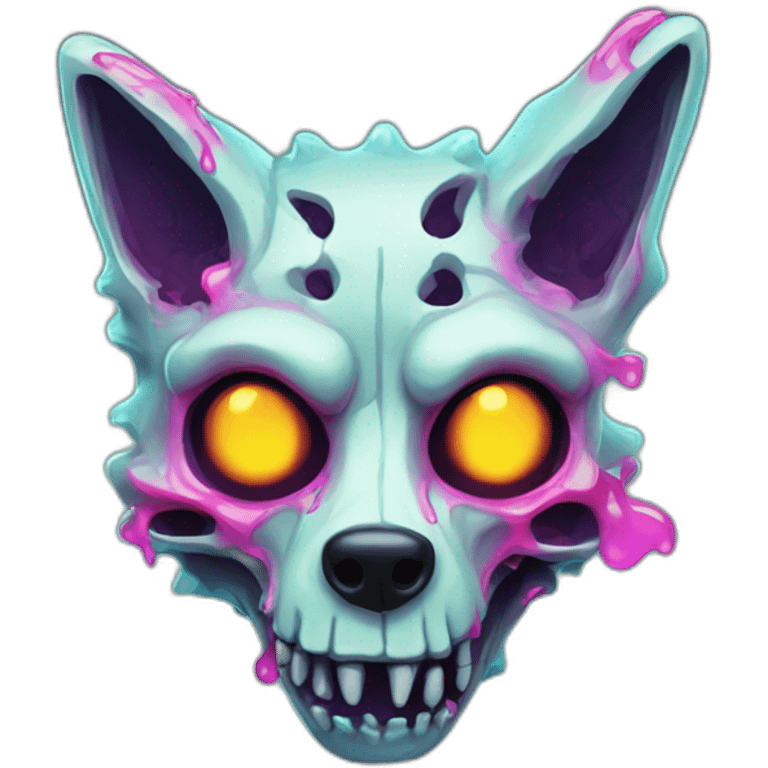 Melting Neon Zombie skeleton fox emoji