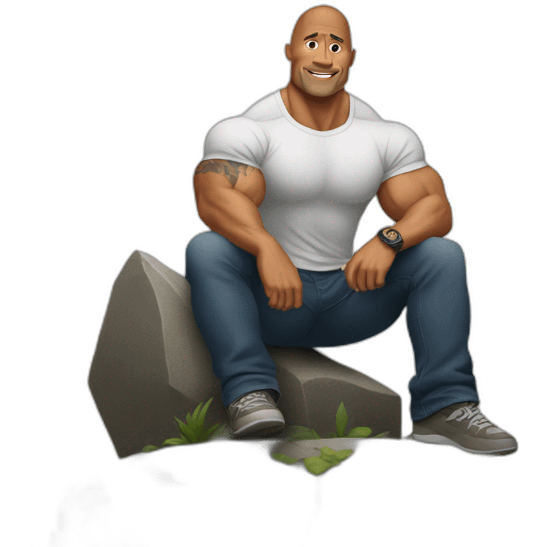 dwayne johnson sit on a rock emoji