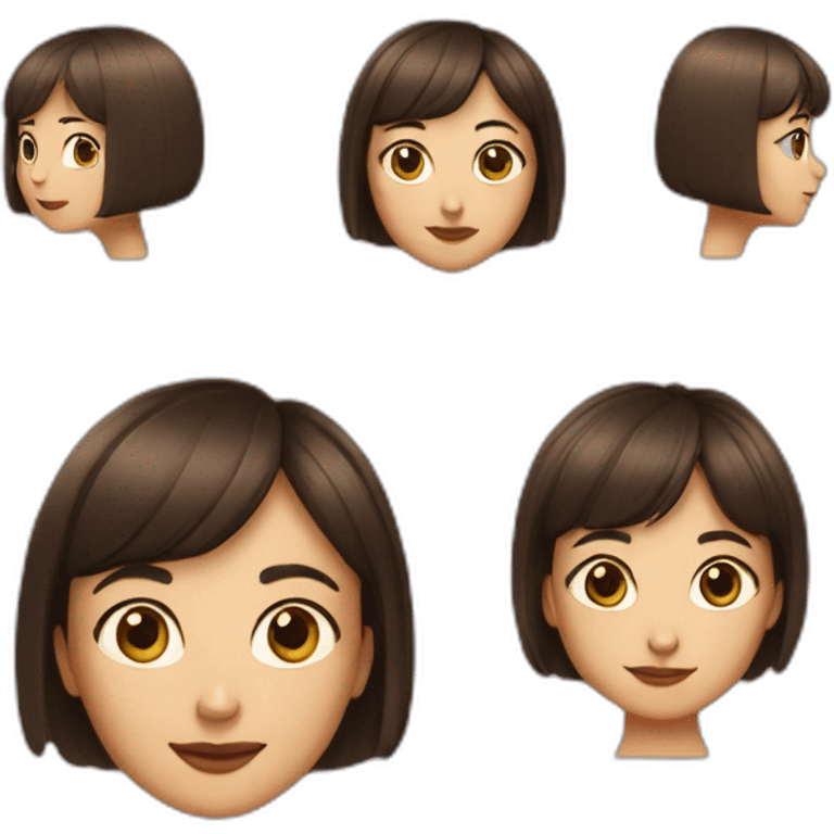 A mother with a short bob haircut and a girl with a short bob and blunt bangs emoji