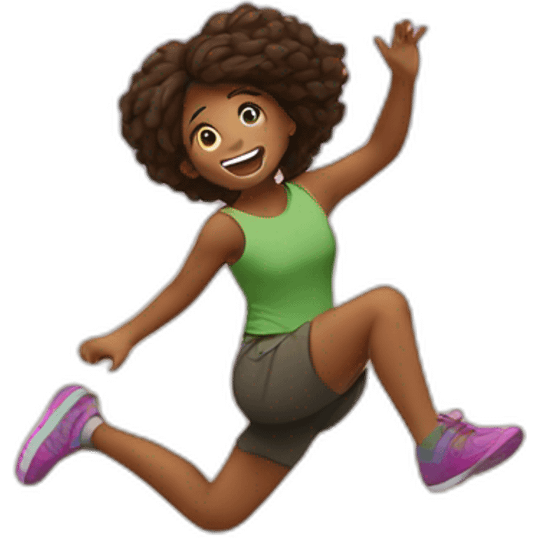 The girl jumping from mountain emoji