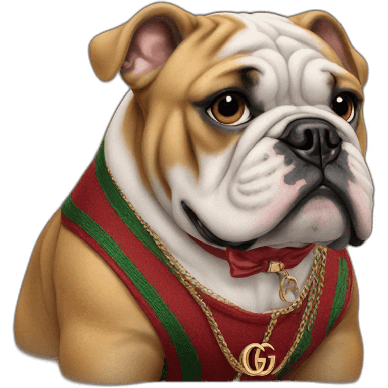 Bulldog wearing Gucci emoji