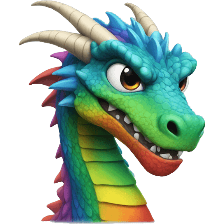 Rainbow dragon serious face  emoji