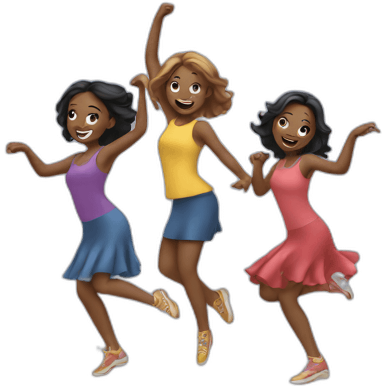 Four girls dancing emoji