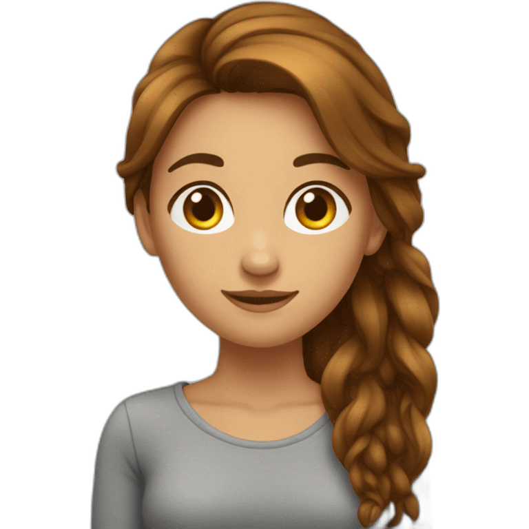 une fille avec des longs cheveux bruns emoji