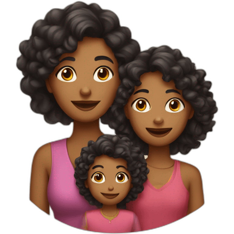 indian family with mom and one daughter curly hair emoji