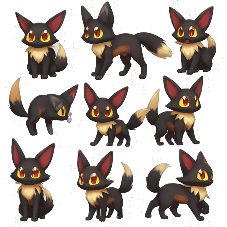 Eevee-Litten-Torracat-Umbreon-fusion-hybrid full body emoji