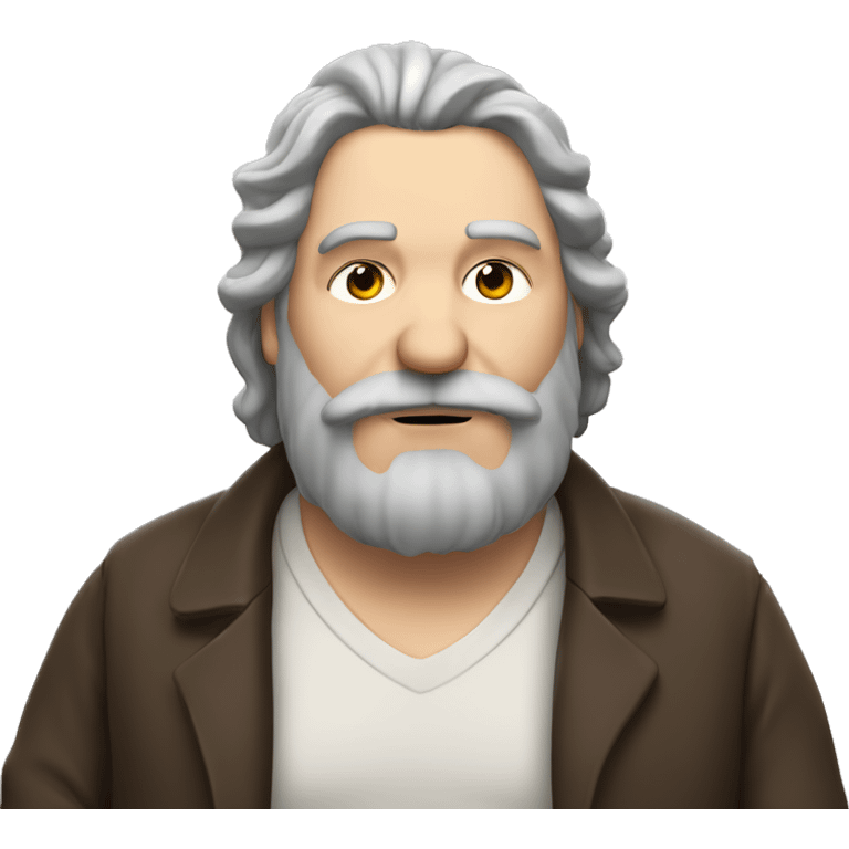 Brown haired chubby older man with longer hair and beard smoking cigarette emoji