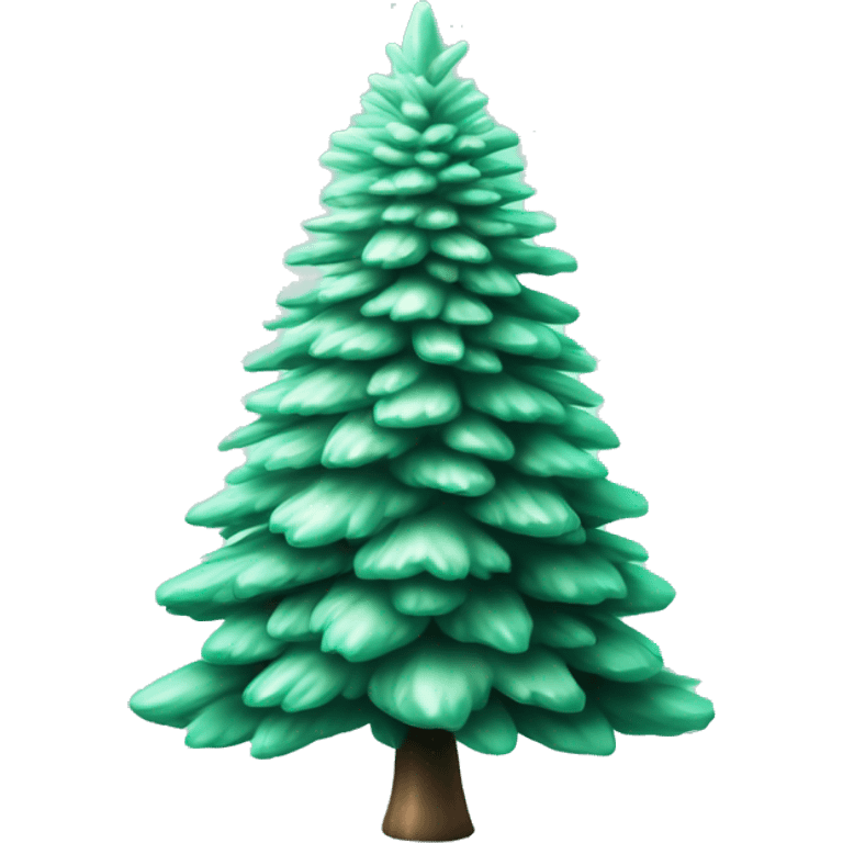 Realistic isolated gradient mint green fir christmas tree. emoji