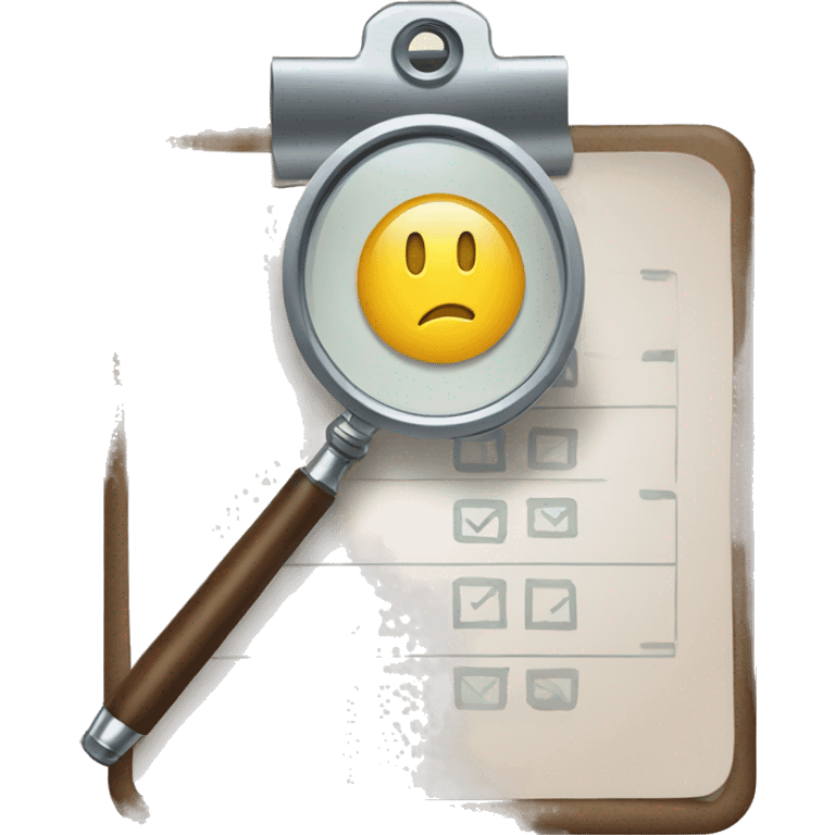 clipboard with a checklist combined with a magnifying glass emoji