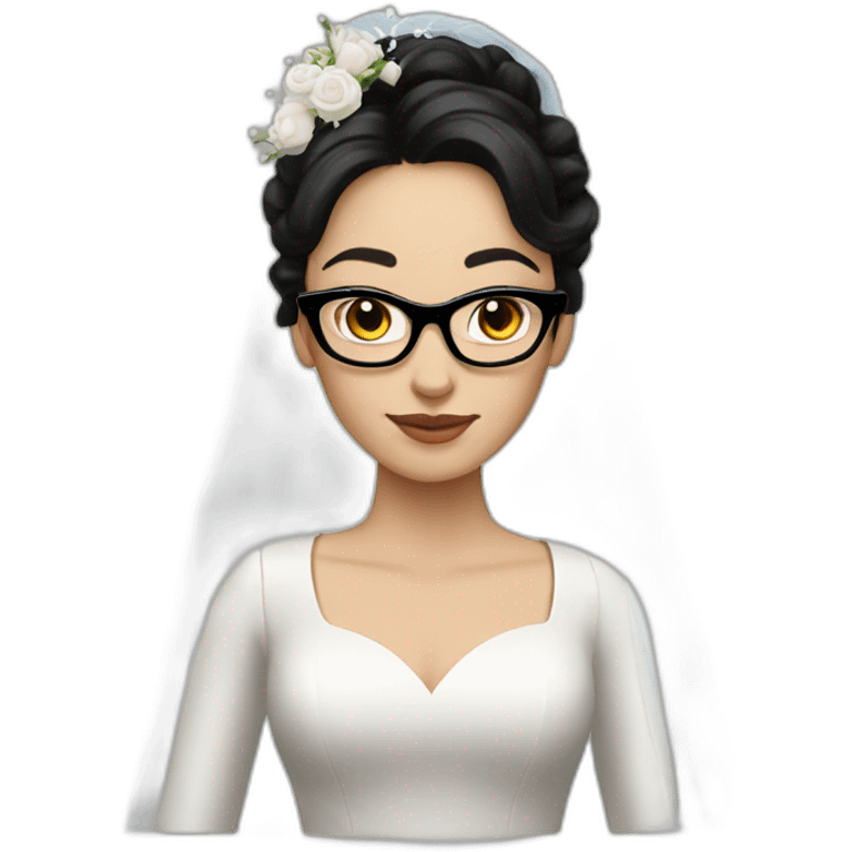 a white bride with black hair and glasses and a long sleeves emoji